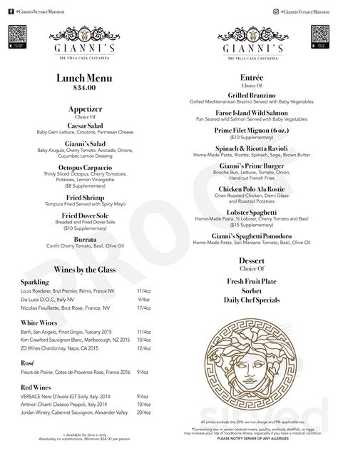 giannis menu miami|versace mansion miami.